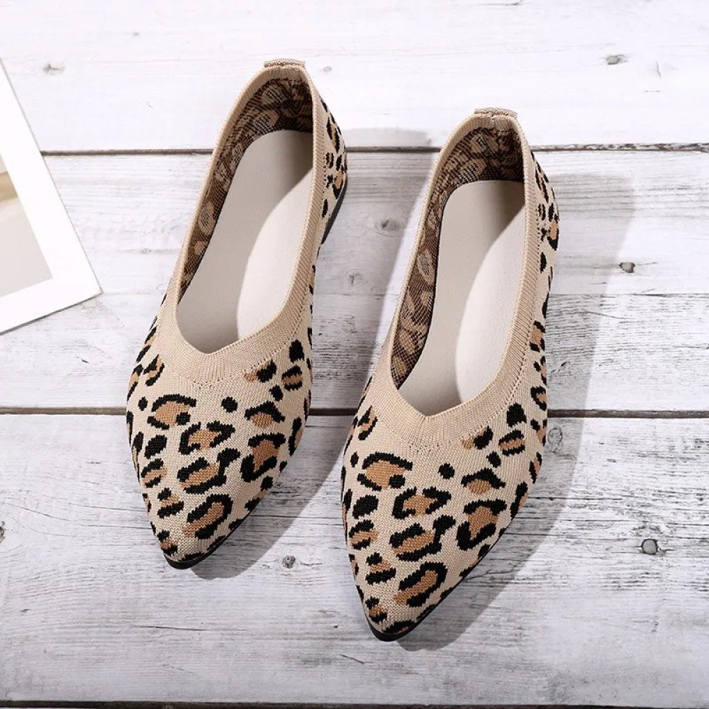 Woman's Leopard Printed Toe Mesh Shoes 
