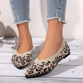 Woman's Leopard Printed Toe Mesh Shoes 