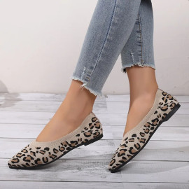 Woman's Leopard Printed Toe Mesh Shoes 
