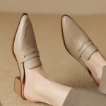 Summer Woman's Chunky Heel Genuine Leather Shoes 