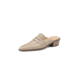 Summer Woman's Chunky Heel Genuine Leather Shoes 