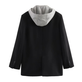 Women's Fake Two-Piece Hooded Jacket