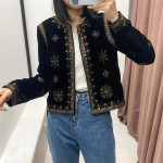 Women's Embroidered Velvet Coat 