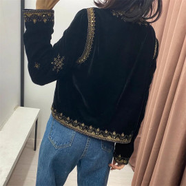 Women's Embroidered Velvet Coat 