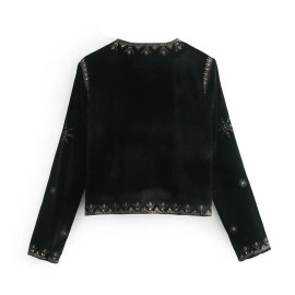 Women's Embroidered Velvet Coat 