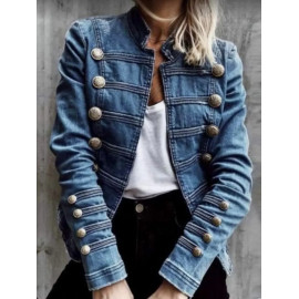Vintage Button Denim Jacket for Women's