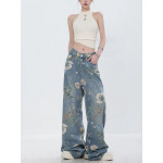 Women's Floral Denim Fashion Printed Jeans 