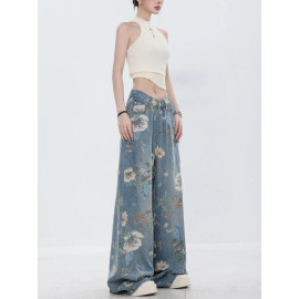 Women's Floral Denim Fashion Printed Jeans 