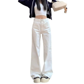 Women's High-Waisted Straight-Leg Denim Jeans 