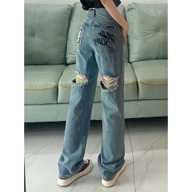  Women's Retro Sweet Denim Ripped Jeans 