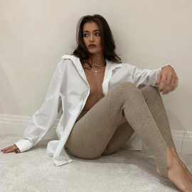 Ribbed Knit All-Match Pants For Women's