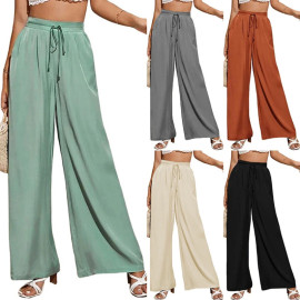 Elastic Waist Lace Loose Wide Leg Pants for Women