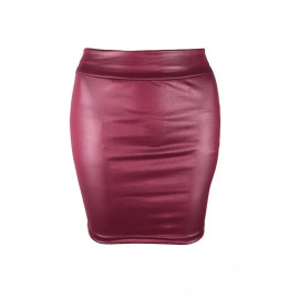 Women's Imitation Leather Pencil Mini Skirt