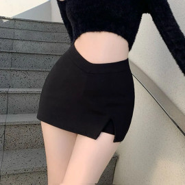 Black Split Mini Skirts For Women's
