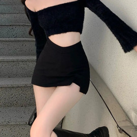 Black Split Mini Skirts For Women's