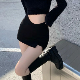 Black Split Mini Skirts For Women's