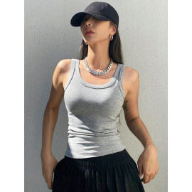 Camisole Knitted Bottom Tank Top For Women's