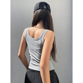 Camisole Knitted Bottom Tank Top For Women's