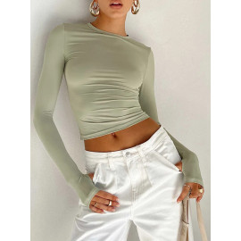  Women's Long Sleeve Crew Neck Tops