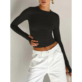  Women's Long Sleeve Crew Neck Tops