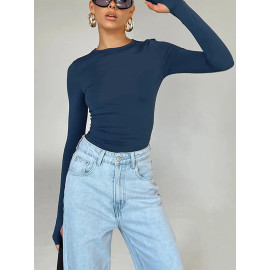  Women's Long Sleeve Crew Neck Tops