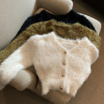 Women's Mohair Knitted Vintage Cropped Sweater