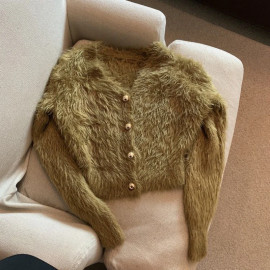 Women's Mohair Knitted Vintage Cropped Sweater