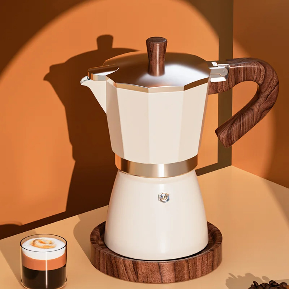 Wooden Handle Italian Coffee Moka Pot Machine