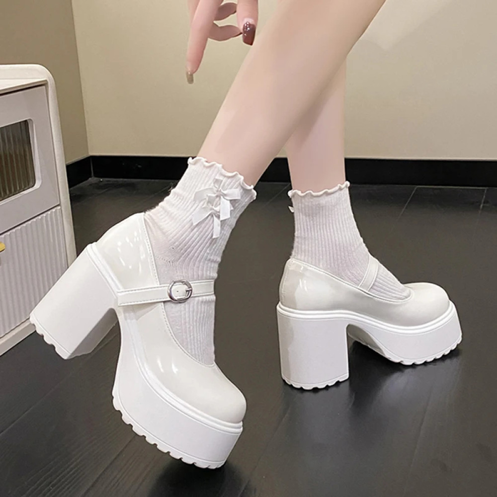 Chunky Platform High Heels Jane Shoes For Women's 