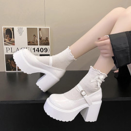 Chunky Platform High Heels Jane Shoes For Women's 
