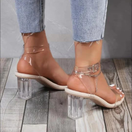 Women's PVC Jelly Crystal Heel Shoes