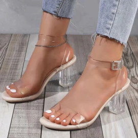 Women's PVC Jelly Crystal Heel Shoes