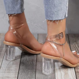 Women's PVC Jelly Crystal Heel Shoes