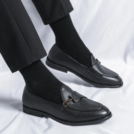 Men's Casual Buckle Leather Shoes 
