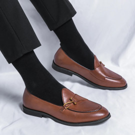 Men's Casual Buckle Leather Shoes 