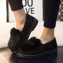 Flat Shoes Women Autumn And Winter Home Postpartum Home Indoor Thick Bottom Non-slip Wear Plush Ladies Cotton Fashion Shoes