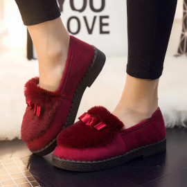 Flat Shoes Women Autumn And Winter Home Postpartum Home Indoor Thick Bottom Non-slip Wear Plush Ladies Cotton Fashion Shoes