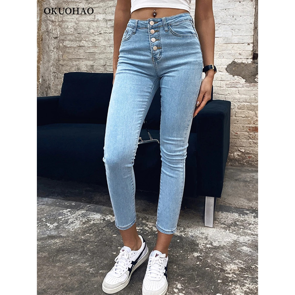 Stretch High Waist Jeans - Skinny Slim Fashion Washed Denim Pencil Pants