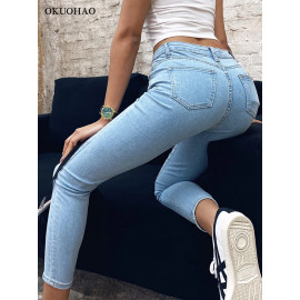 Stretch High Waist Jeans - Skinny Slim Fashion Washed Denim Pencil Pants