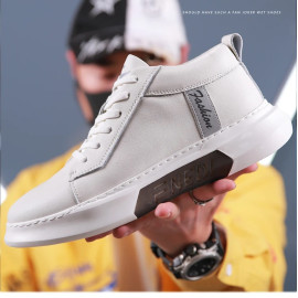 Misalwa Luxury Brand New Men Sneakers - White Cow Split Leather Shoes