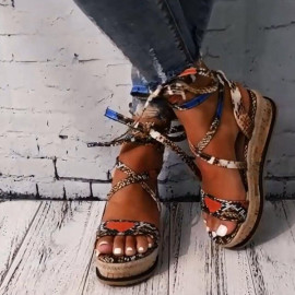 Summer Leather Vintage Women Sandals Buckle Casual Sewing Women Retro Sandalias Female Ladies Platform Ladies Shoes Flat Toe