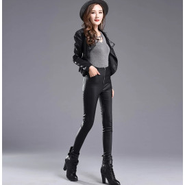 New autumn winter high waist PU leather pants for women (high stretch leggings brand fashion women skinny pencil pants casual pants)