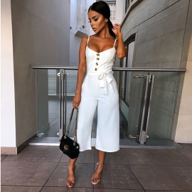 Nadafair Backless Sexy Rompers Womens Jumpsuit Belt Elegant Bandage Plus Size Black Black White Jumpsuit Overalls For Woman