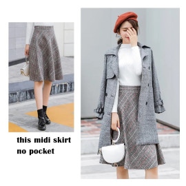 Japanese Style Vintage Plaid Long Skirt For Women