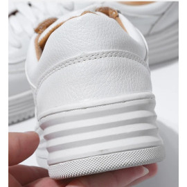 Fashion White Split Leather Women Chunky Sneakers White Shoes Lace Up Tenis Feminino Zapatos De Mujer Platform Women Casual Shoe
