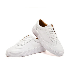 Fashion White Split Leather Women Chunky Sneakers White Shoes Lace Up Tenis Feminino Zapatos De Mujer Platform Women Casual Shoe