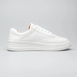 Fashion White Split Leather Women Chunky Sneakers White Shoes Lace Up Tenis Feminino Zapatos De Mujer Platform Women Casual Shoe