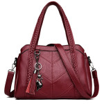 Fashion shoulder bag for women messenger bag ladies retro PU leather handbag purse with tassels female crossbody bag cat handing