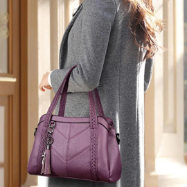 Fashion shoulder bag for women messenger bag ladies retro PU leather handbag purse with tassels female crossbody bag cat handing