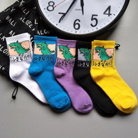 new fashion Harajuku women girls Hip Hop long socks cute Animal dinosaur socks for  ladies  funny japan  cartoon socks
